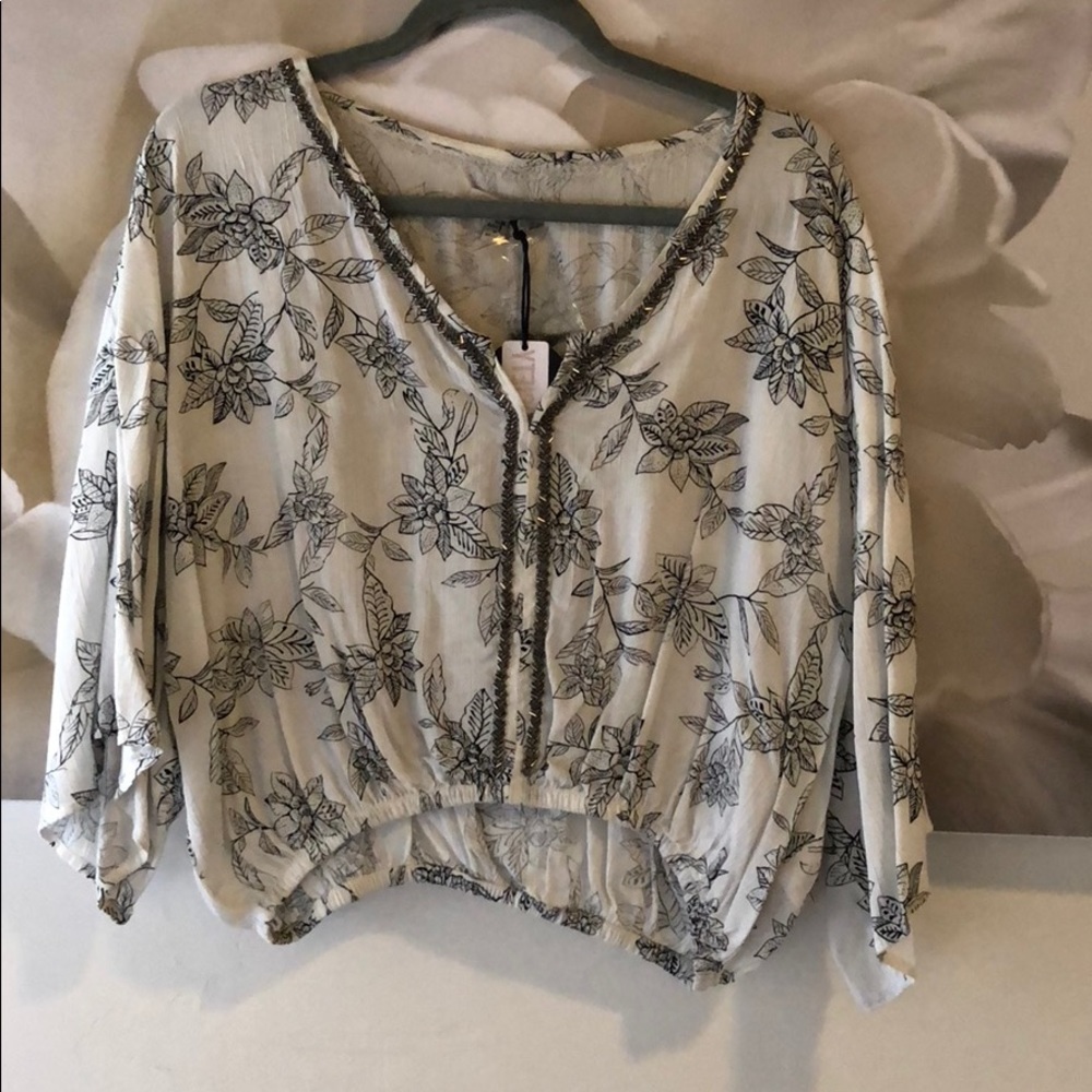 🔥 BNWT Amuse society crop beaded blouse